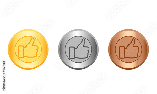 Medal gold, silver and bronze with icon like.