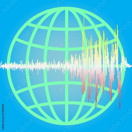globe and earthquake lines illustration
