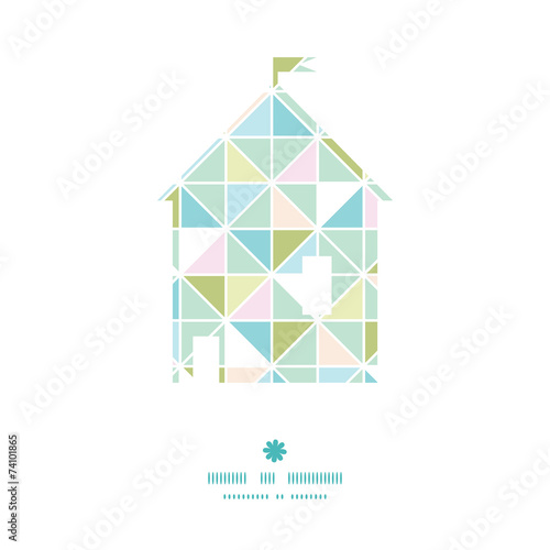 Vector colorful pastel triangle texture house silhouette pattern