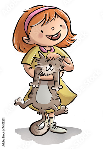 Fototapeta Naklejka Na Ścianę i Meble -  niña con su gato