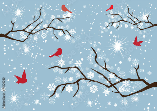Snow Branches With Birds © peony