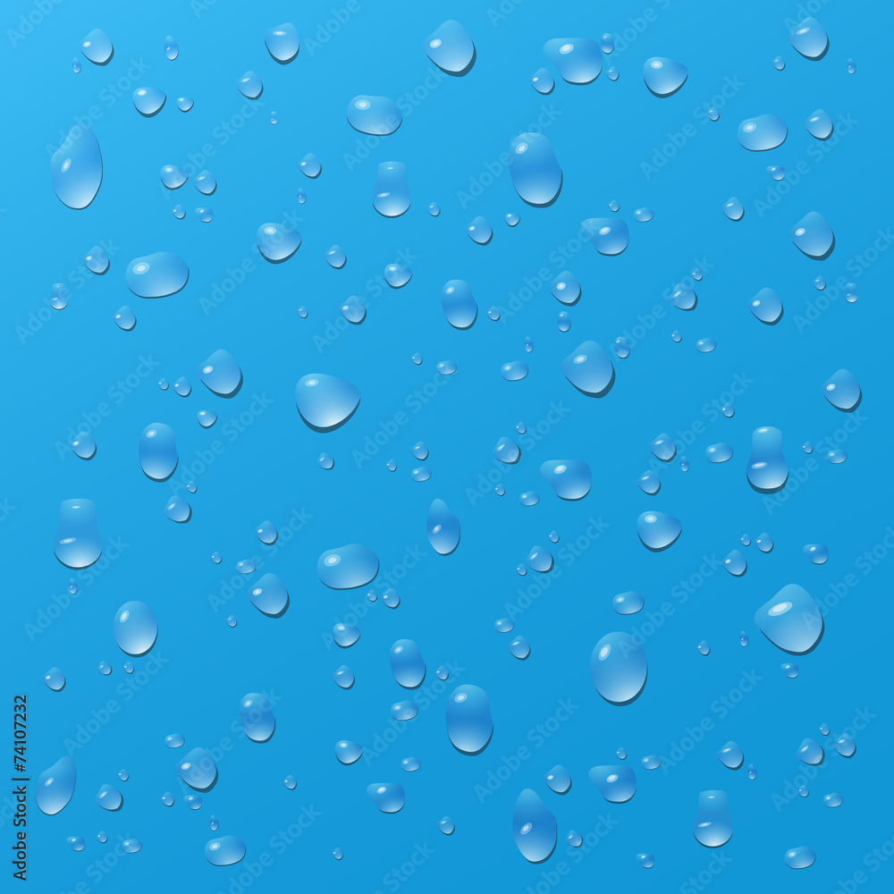 Water drops on heaven blue. Environment friendly background.