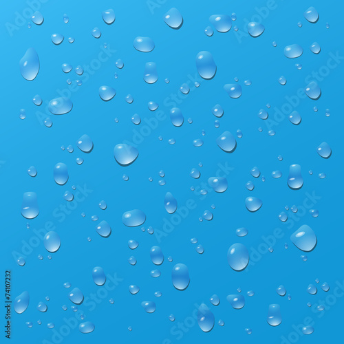 Water drops on heaven blue. Environment friendly background.