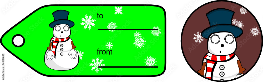 snow man cartoon xmas giftcard sticker in vector format snow man cartoon xmas giftcard sticker in vector format