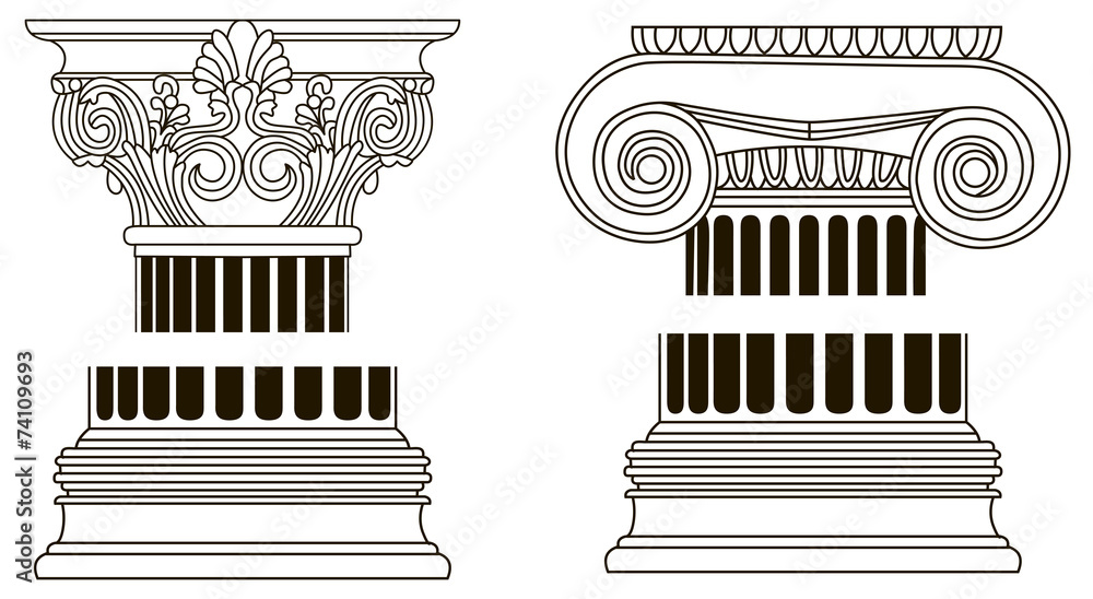 Naklejka premium Set of old-style greece pillar column parts