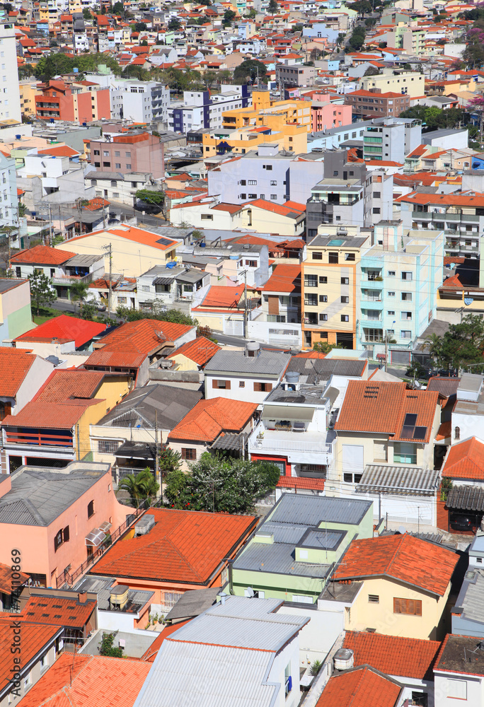 Crowded Sao Caetano do sol cityscape in Brazil