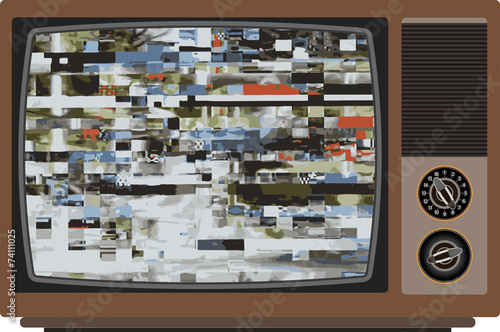Old TV with bad signal. Vector illustration