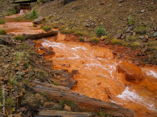 Orange pollution from a mine