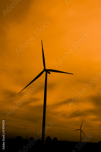 Wind Turbines in Silhouette