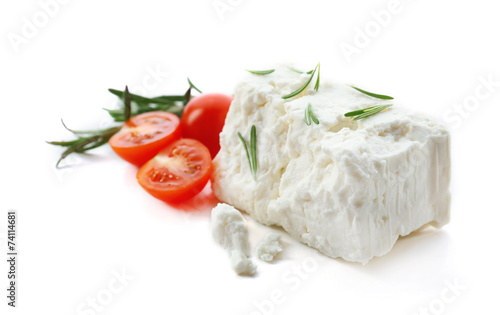 Feta cheese isolated on white