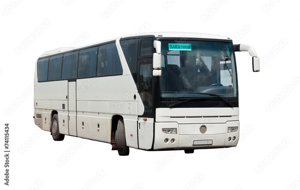 Заказной междугородний автобус на белом фоне Stock Photo | Adobe Stock