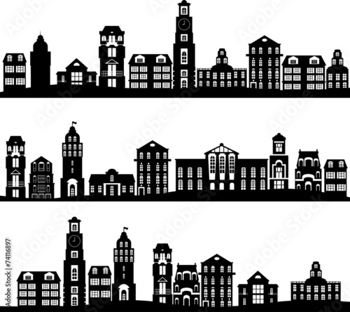 set of city landscapes
