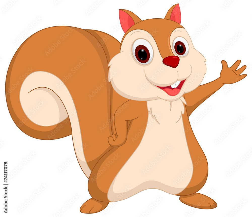 Happy squirrel cartoon waving Stock Vector | Adobe Stock