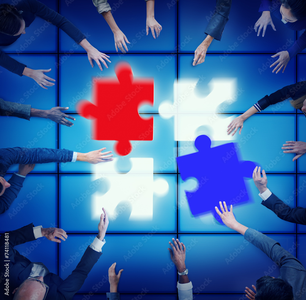 Fototapeta premium Jigsaw Puzzle Support Team Cooperation Togetherness Concep