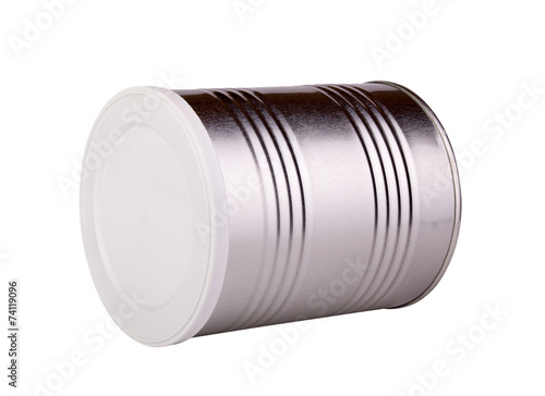 metal tin with a white lid