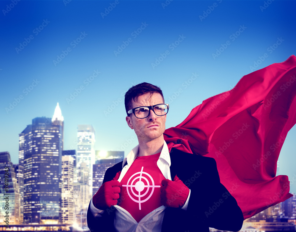 Target Strong Superhero Success Empowerment Stock Concept