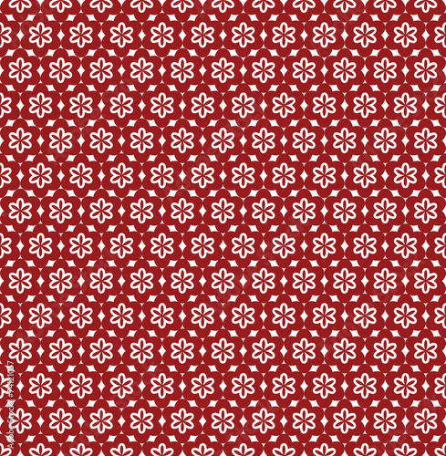 Fond Frise Motif Fleurs Composition en Rouge et Blanc
