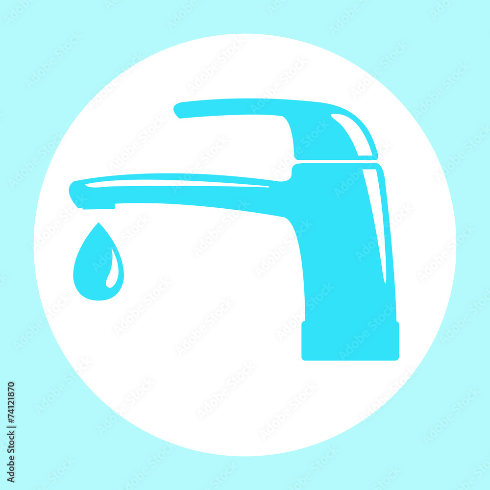 Icon faucet (mixer) and water drop. Icon faucet (mixer) and water drop.