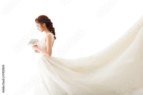 Canvas Young attractive bride with flowers