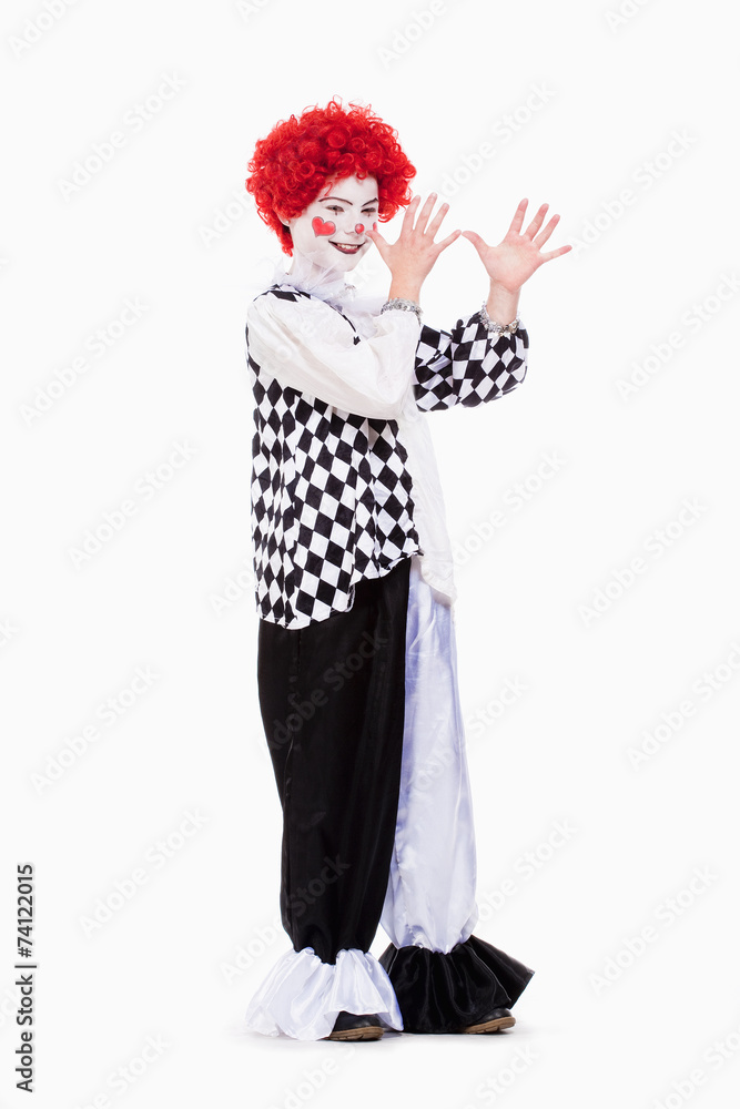 Little Girl in Red Wig Posing as a Clown. Little Girl in Red Wig Posing as a Clown.