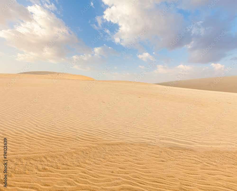 White sand dunes on sunrise, Mui Ne, Vietnam