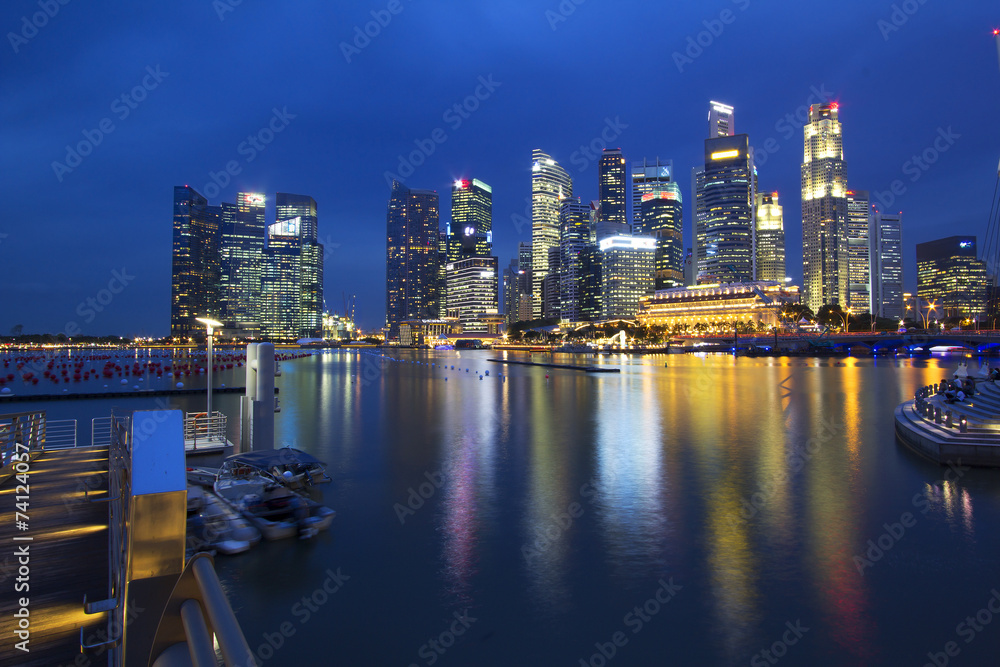 Obraz premium Ночной Сингапур