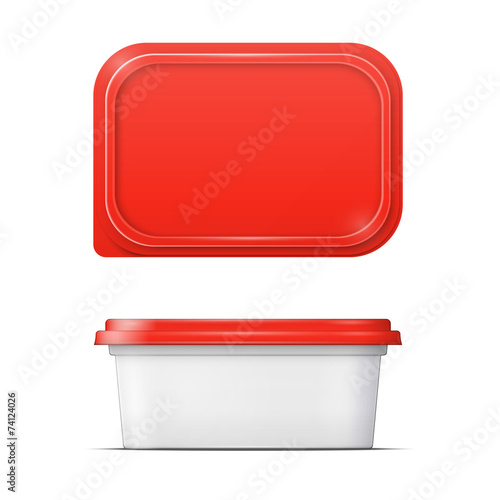 White butter container with red lid template.