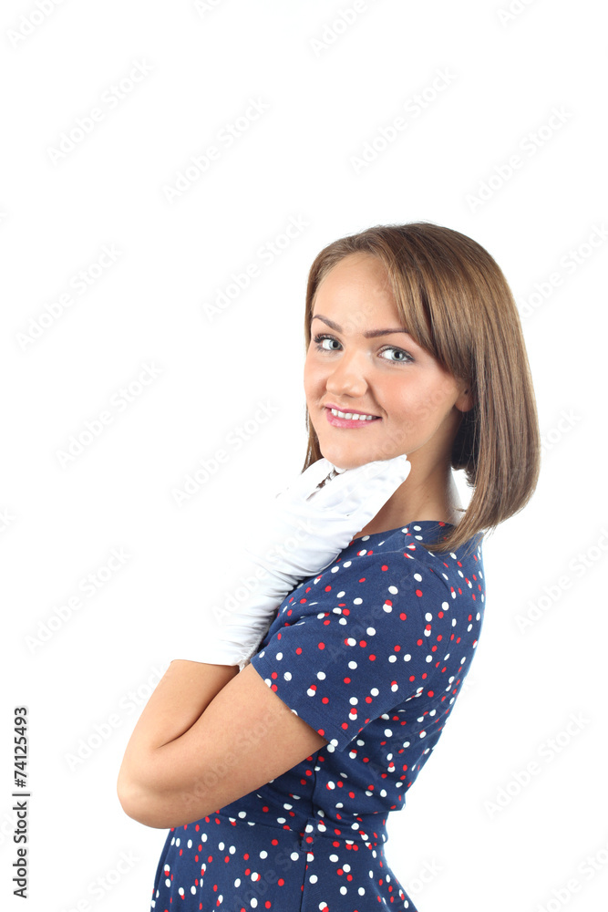 Stylish teenager wearing polka dots dress Stylish teenager wearing polka dots dress