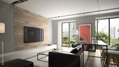 Modern interior design 3D rendering