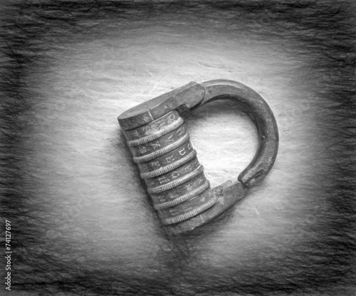 Картината върху платно combination lock mono  -- illustration based on own photo image