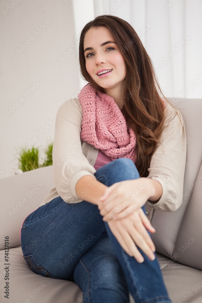 Pretty brunette smiling at camera Pretty brunette smiling at camera