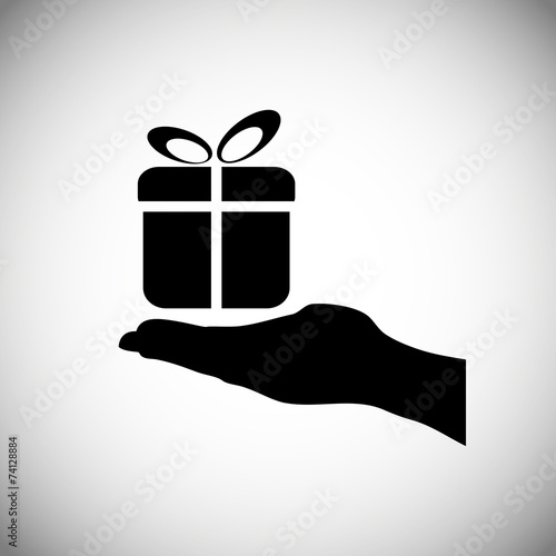 Hand hold gift icon, vector