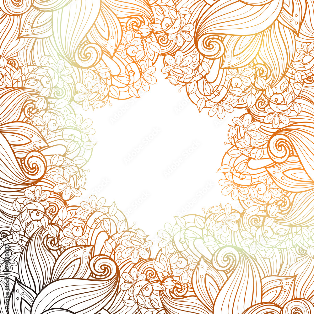 Vector Colored Floral Background. Hand Drawn Texture with Flower