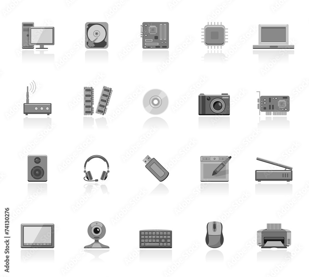 Computer parts icons Computer parts icons