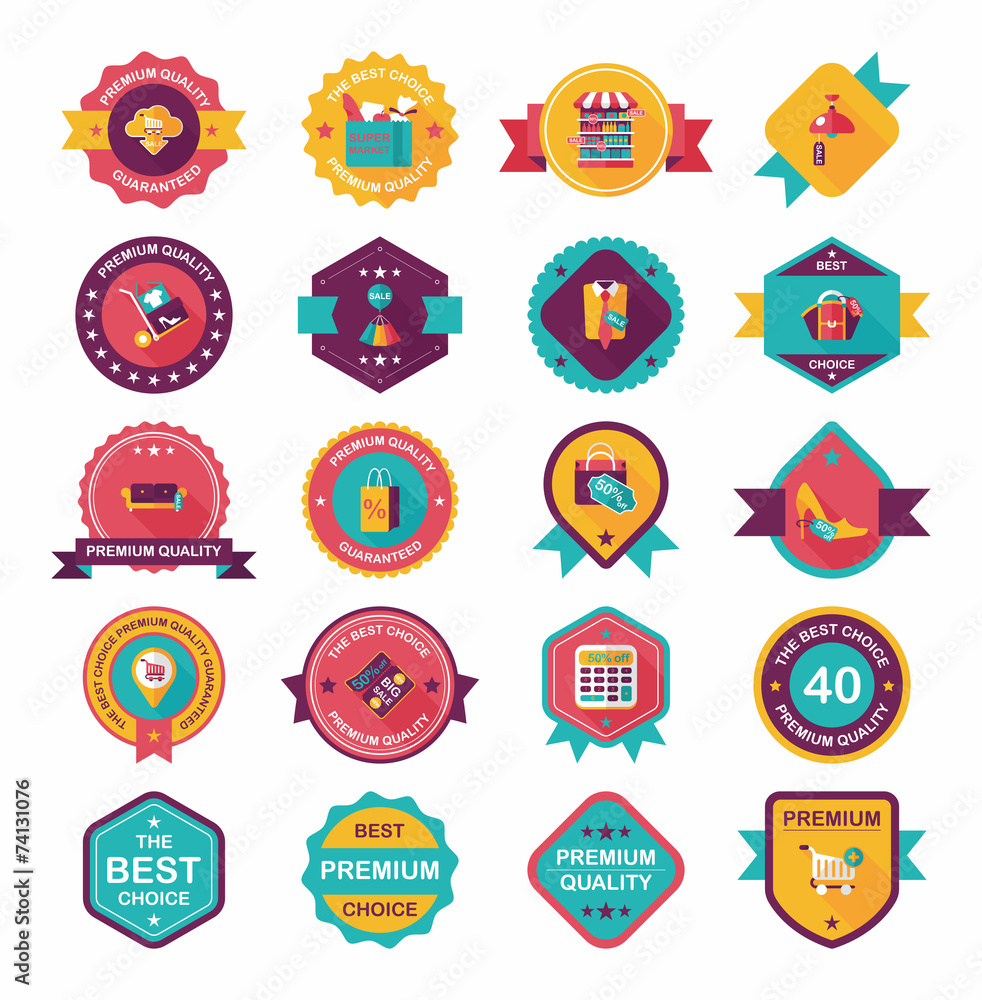 shopping badge banner flat design background set, eps10 shopping badge banner flat design background set, eps10