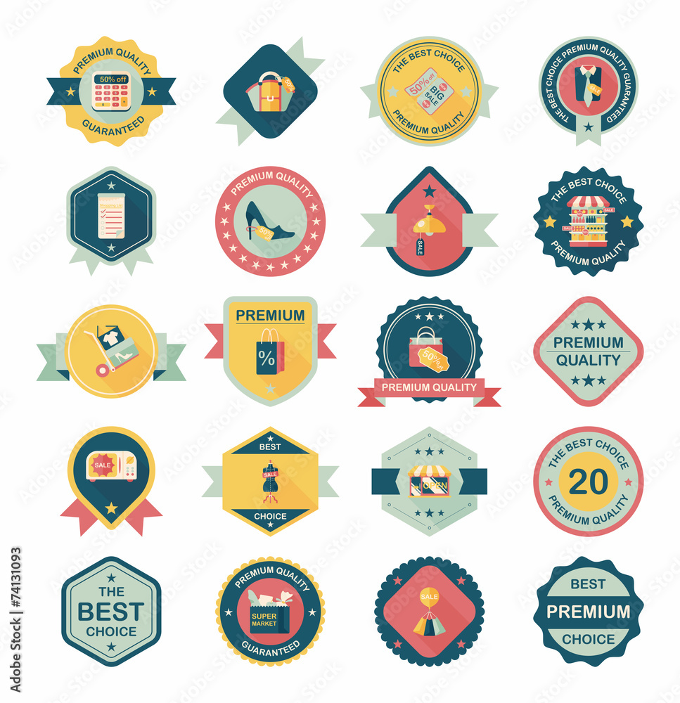 shopping badge banner flat design background set, eps10 shopping badge banner flat design background set, eps10