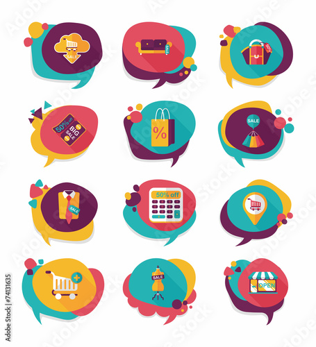 shopping speech bubble flat design background set, eps10