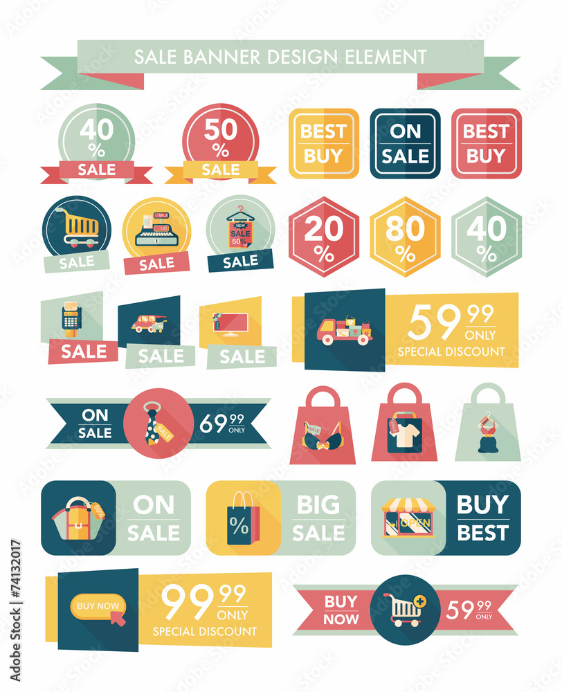 shopping sale banner flat design background set, eps10 shopping sale banner flat design background set, eps10