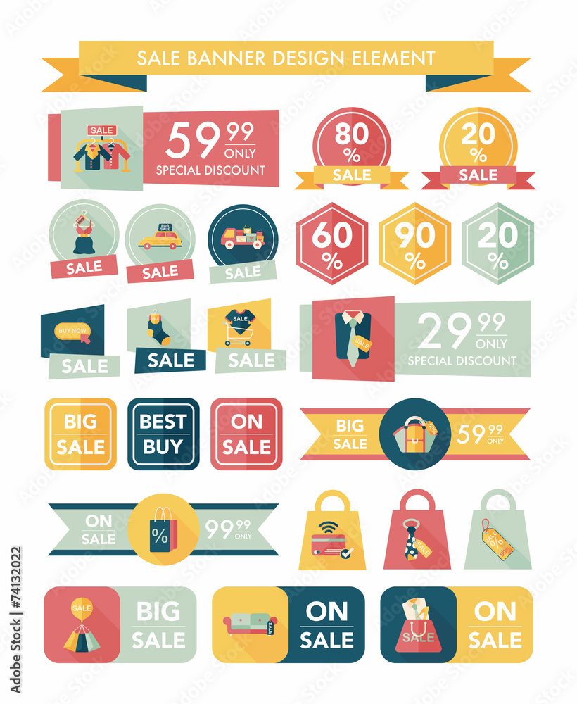 shopping sale banner flat design background set, eps10 shopping sale banner flat design background set, eps10
