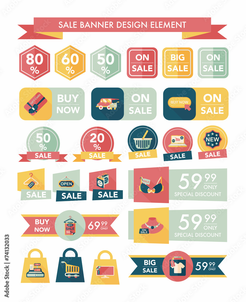 shopping sale banner flat design background set, eps10 shopping sale banner flat design background set, eps10