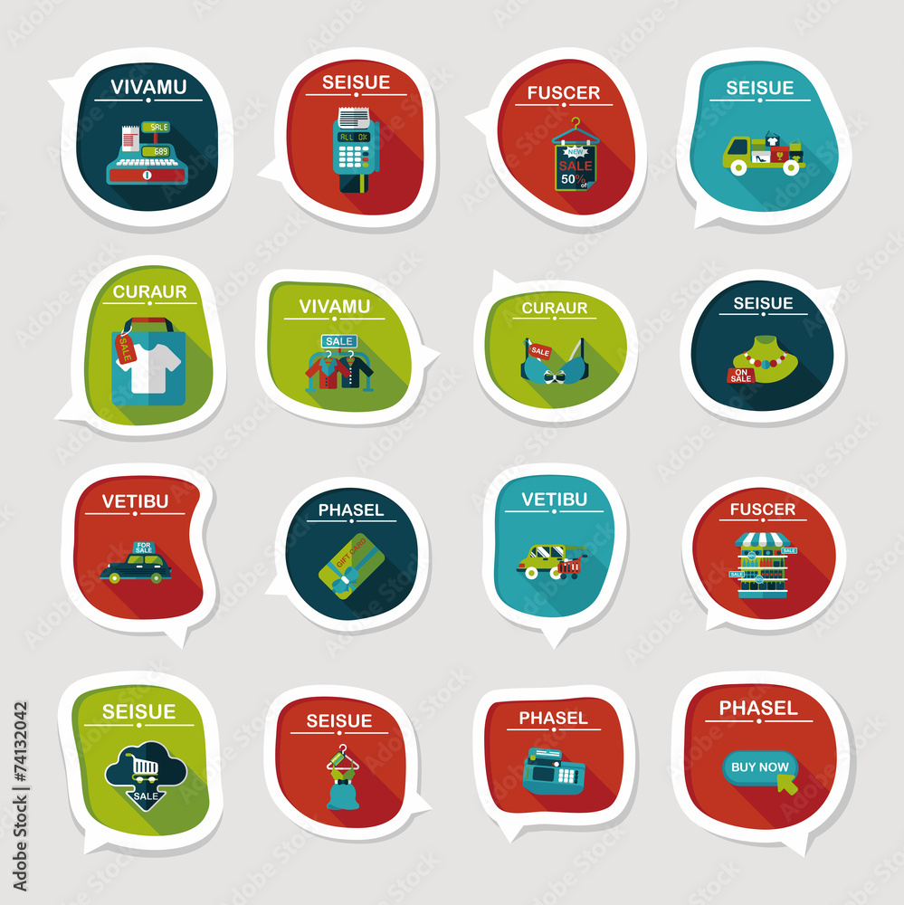 shopping speech bubble flat design background set, eps10 shopping speech bubble flat design background set, eps10