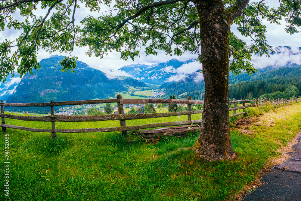 magnificent sunset in the mountains