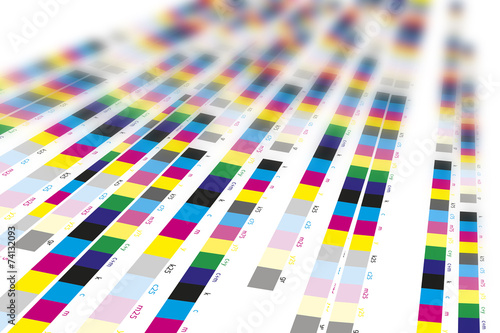 Color reference bars of printing process in printshop photo