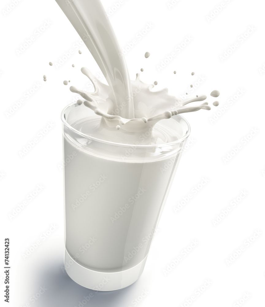Ein Glas Milch vor Weiss Stock-Illustration | Adobe Stock