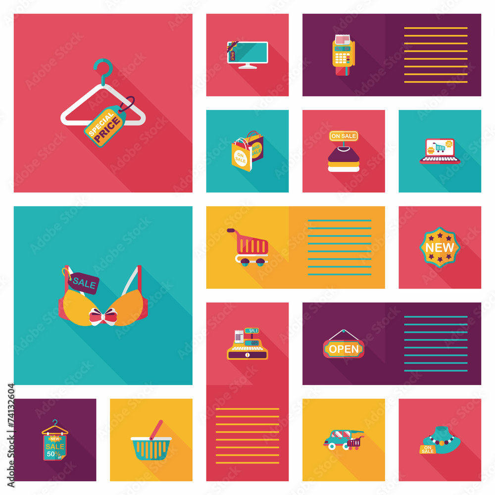 shopping ui flat design background set, eps10 shopping ui flat design background set, eps10