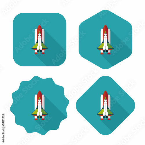 Spaceship flat icon with long shadow eps10