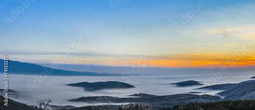 Wallpaper Mural fog and cloud mountain valley landscape sunset sky Torontodigital.ca