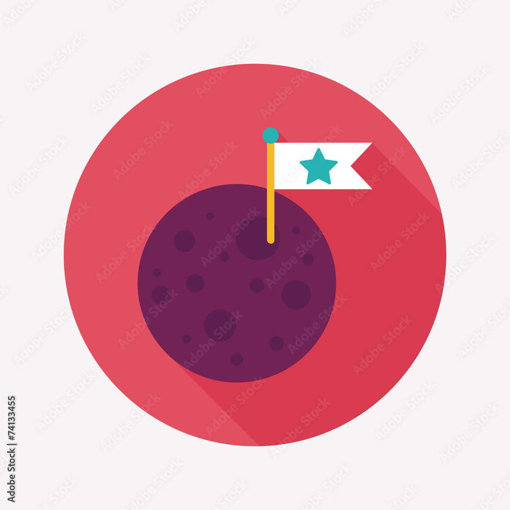 Obraz premium Space moon flat icon with long shadow,eps10