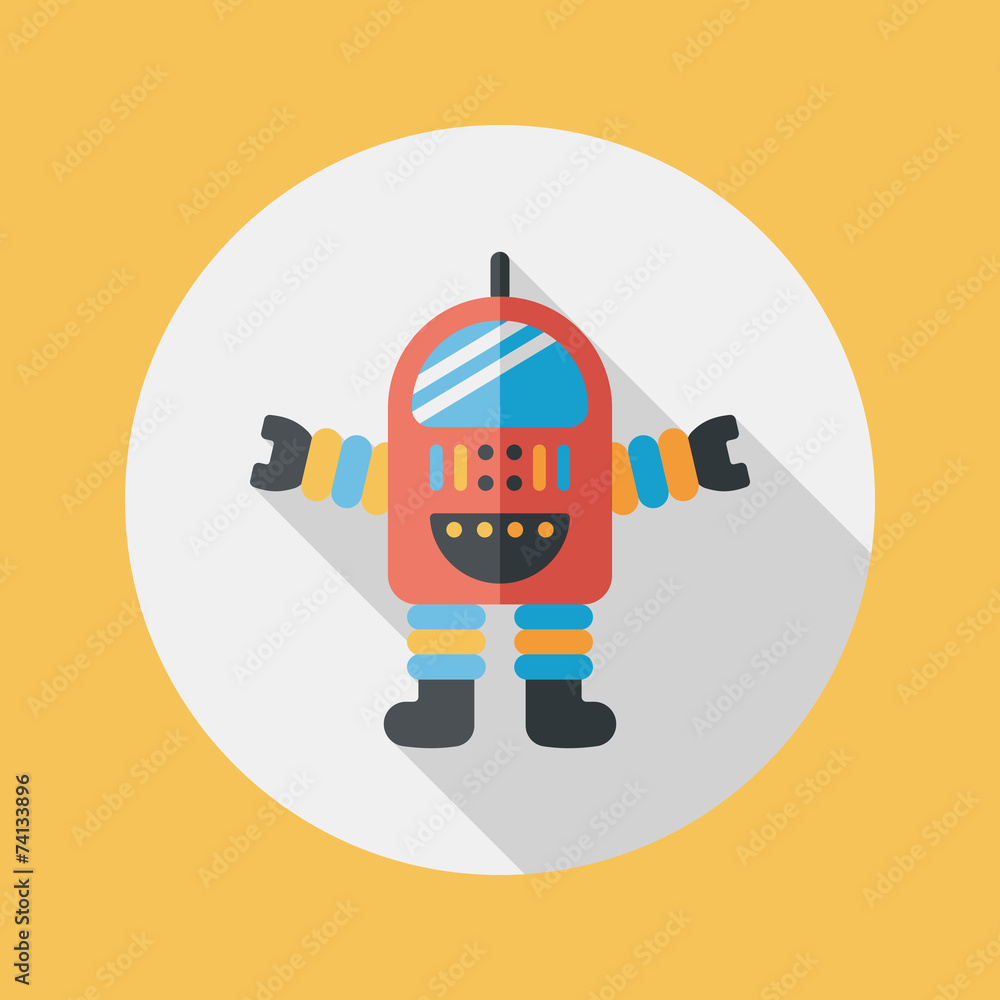 Space robot flat icon with long shadow,eps10 Space robot flat icon with long shadow,eps10