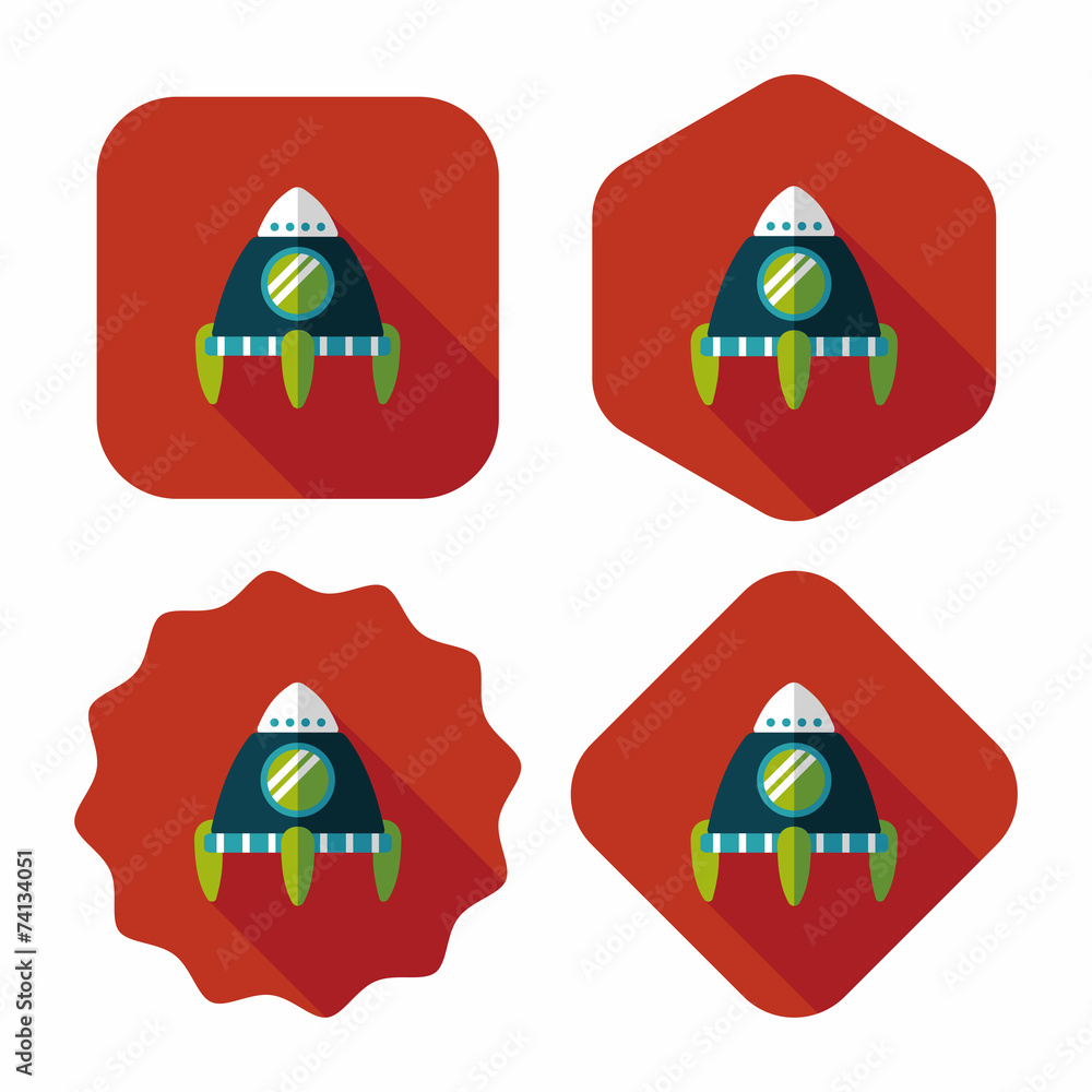Space rocket flat icon with long shadow,eps10